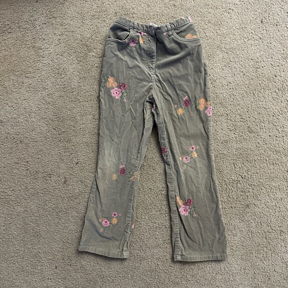 Talbots Girls Floral Corduroy Pants Size 7